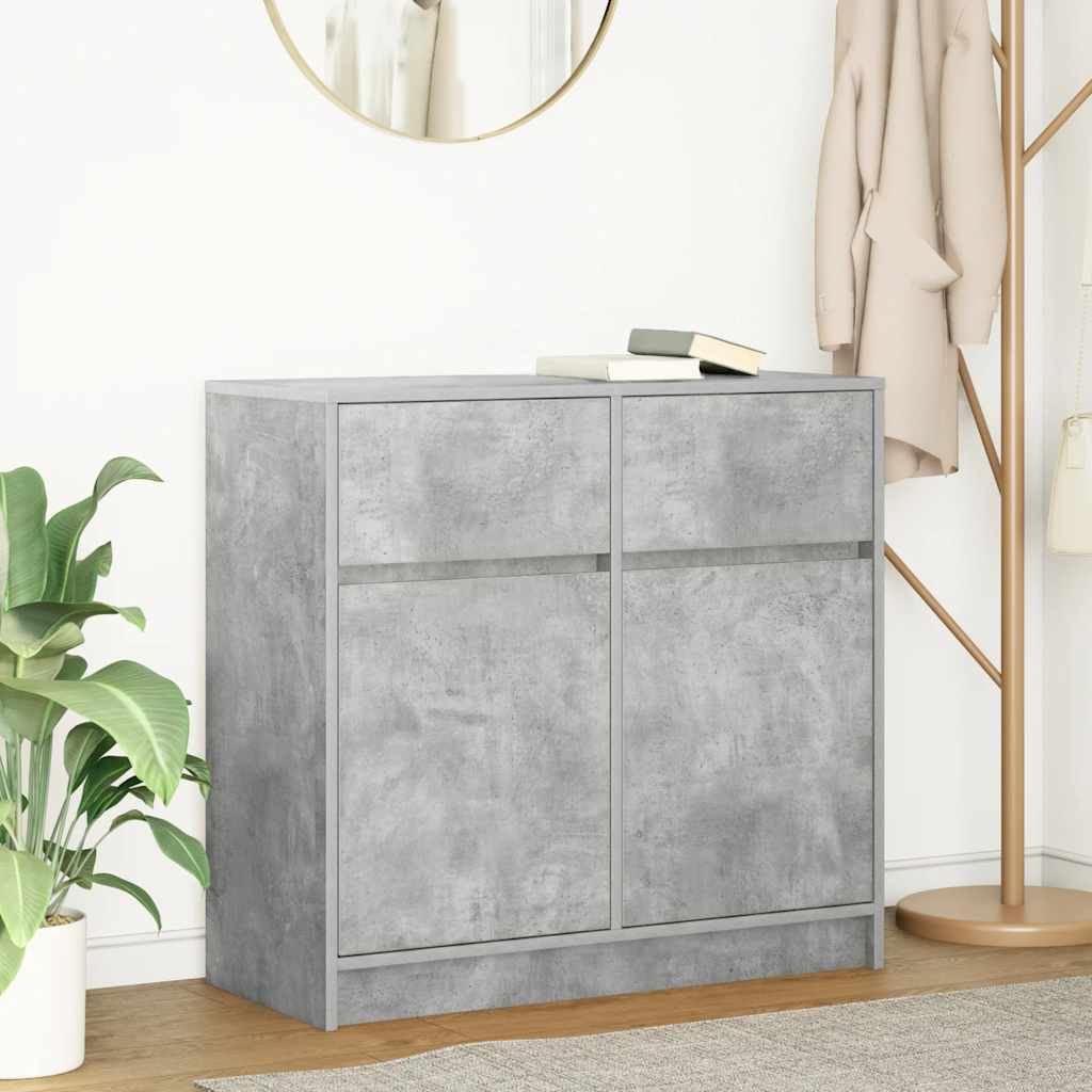 Sideboard with Drawer Concrete Grey 80x34x76 cm Engineered Wood